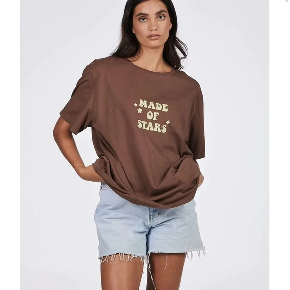 Charlie Holiday Made of‎ Star Boyfriend T-shirt Sz Large NWT Neutral Minimalist - Picture 2 of 13